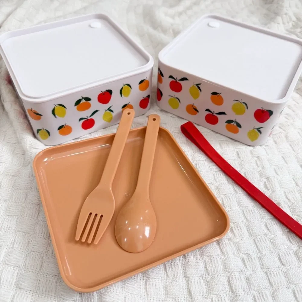 Bento Box - Studio Oh! Fruit Themed 2 Layer Bento Box with Utensils BPA FREE